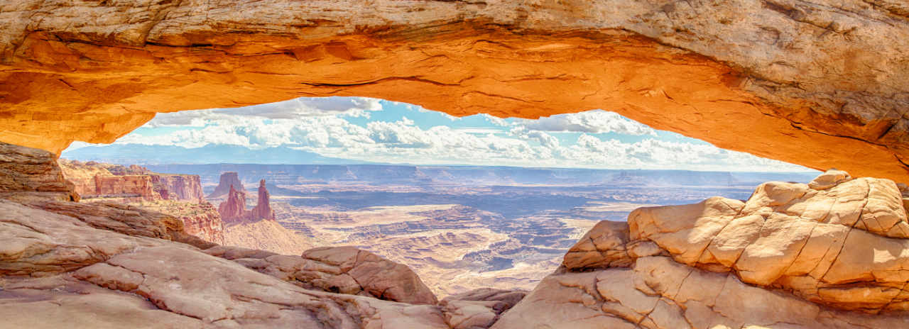 View through a rock arch in Grand Canyon